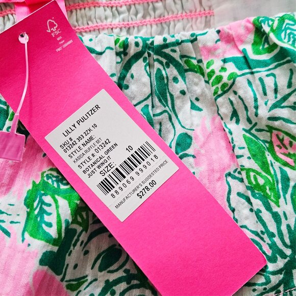 Lilly Pulitzer Kasida Ruffle 2-piece Set in Botanical Green Just Wing It - Picture 8 of 8